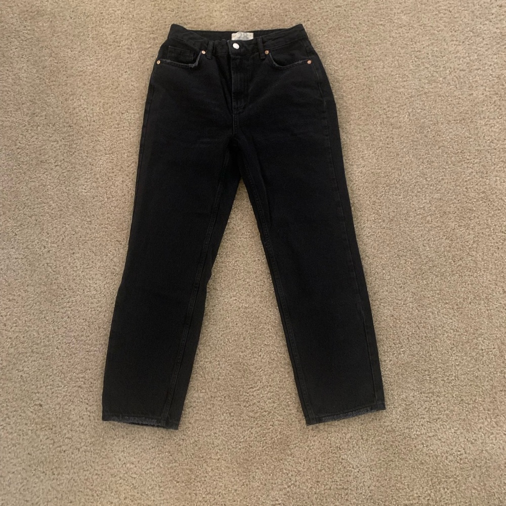 Free People Straight Leg Mom Jeans in Black